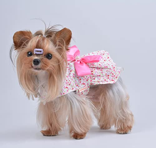 Petroom Small Dog Dresses,Cute Princess Floral Skirt Cat Apparel Female For Yorkie(Pink Button S) #TOP3
