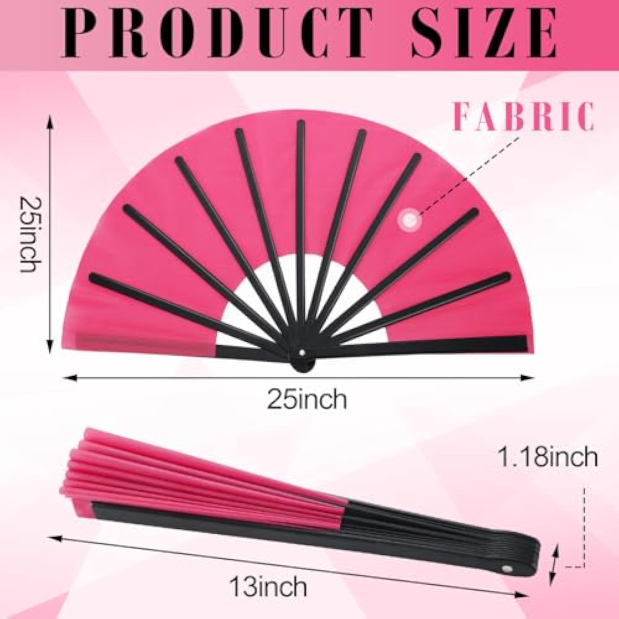 2 Pcs Large Folding Hand Rave Fan Nylon Cloth