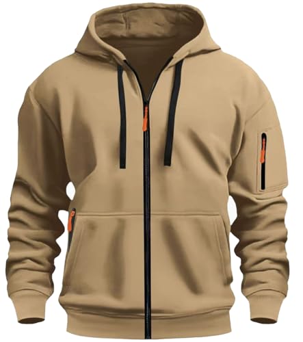 Image of MANTORS Mens Fleece Jackets Contrast Hoodies Lightweight Sweatshirt Color Block Jacket Coats