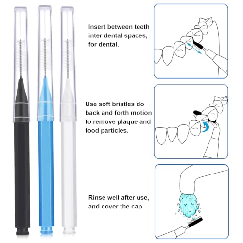 Image of Patelai 100 Pieces Braces Dental Brush for Cleaner Interdental Toothpick Dental Tooth Flossing Head Oral Hygiene Flosser Toothpick Cleaners Tooth Tool (White,Blue,Black,Mixed Size)