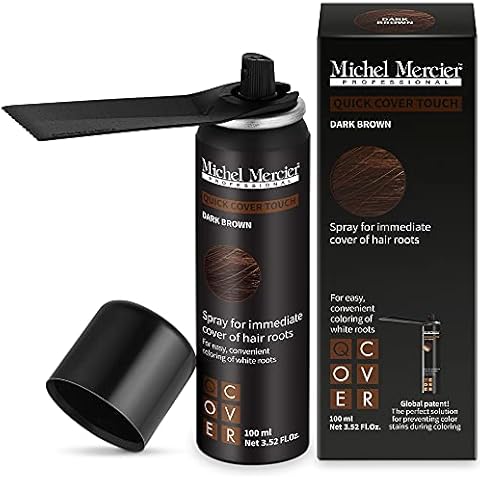 Michel Mercier Hair Root Touch Up Spray with Unique Applicator, Protects Hairline and Scalp Health, Fast and Easy Grey Hair Cover Up Concealer for Women and Men (Dark Brown) Cover