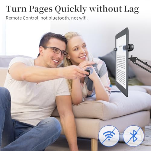 Image of [2 Clips] Finger Ring Kindle Page Turner Remote Control for Paperwhite: Rechargeable Wireless Clicker for Reading on Bed for iPhone Android iPad, Camera Shutter & Video Record Accessories (Black)