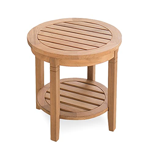 Cambridge Casual Arie Outdoor Round Side Table, Plantation Teak, 18 Inch/Natural Teak