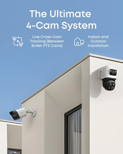 Image of eufy PoE NVR Security Camera System S4, 24 /7 Recording,Up to 16CH, 2TB HDD, 2 Bullet-PTZ Cams, 2 Bullet Cams, 360 PTZ, AI Auto Framing & Tracking, Smart Video Search, Color Night Vision