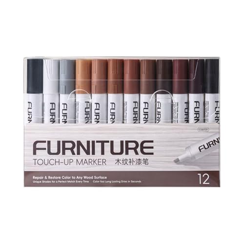 Rotulador para madera, 12 colores, antiarañazos, quitamanchas, rotulador de reparación para arañazos de madera, fijación duradera para suelos de madera, mesas, escritorios, postes de cama, armarios