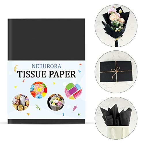 NEBURORA 120 Blatt schwarzes Seidenpapier 35 x 50 cm schwarzes Geschenkpapier lose schwarze Geschenkpapierbögen für Geschenktüten Verpackungen Blumenfüller Basteln Geburtstag Halloween Dekoration