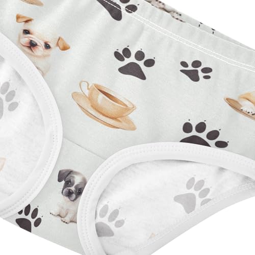 ZZKKO Puppy Dog and Paw Prints Girls Underwear Toddler Panties for Girls Comfort Brief Size 2T-8Y3