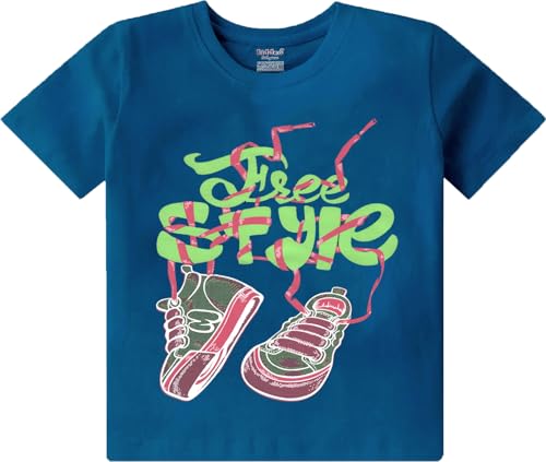 Image of kiddeo Boys Cotton Printed Regular Fit T-Shirt(Pack of 5)