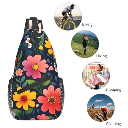 Mochila bandolera unisex con patrón floral colorido miniatura 6