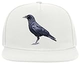 Größe: Einheitsgröße Unbekannt Black Crow Side Graphic 5 Panel Snapback Flat Visor Cap Hat Baseballmütze Weiß