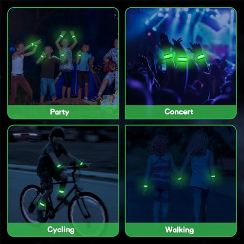 6 Stück LED Armbänder, LED Leuchtarmbänder, grüne LED Armbänder, Kinder grün - Bild 3 von 43