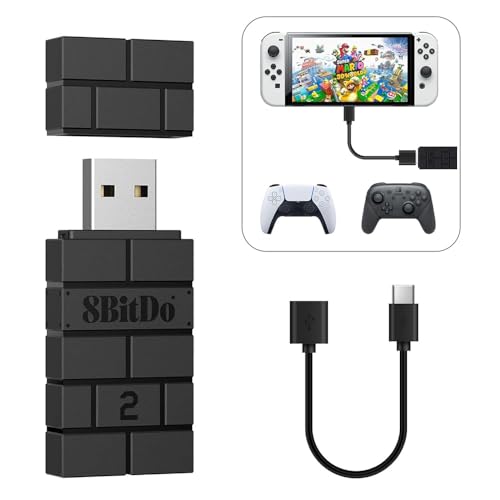 Image of 8BitDo Wireless USB Adapter 2 for Switch /Switch 2 /Pro Controller, Windows PC, Mac & Raspberry Pi, Compatible with Xbox Series X & S, Xbox One Bluetooth, PS5 Controller-Black,OTG Cable