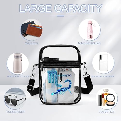 Scorpio Clear Crossbody Bag Stadium Bag Adjustable Side Shoulder Bags Messenger Bag with 2 Compartments3