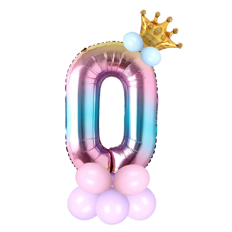 Image of Multicolor 32 Inches Numbers 0 Shape Large Big Foil Helium Balloons For Party Decorations In Happy Birthday Anniversary Office Items Materials Set Pack,13 Pcs
