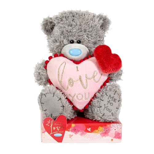 Me To You Tatty Teddy Love You 15cm Bear With Pom-Pom Heart - Official Valentines Day Collection Grey