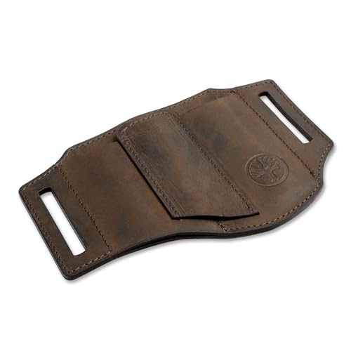 BÖKER SOLINGEN® ED-Three Messer-Etui braun für Gürtel - Leder-Etui für Klapp-Messer, Lampe & Tactical Pen - Gürtel- Holster mit-3 Fächern - Messer-Tasche für Klappmesser & Multitool