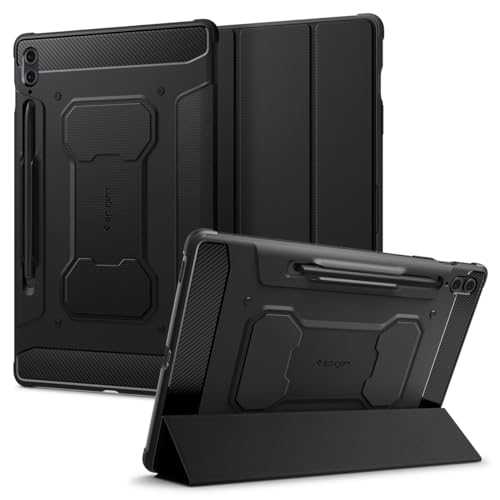 Spigen Rugged Armor Pro Full Cover Folio Case Compatible with Galaxy Tab S9 FE Plus 12.4inch [S Pen Storage] [Trifold Stand] – Black- Best and cheap mobile covers in India