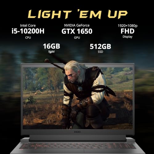 Image of Dell G5 15 5510 15.6 inch FHD 120Hz Gaming Laptop, Intel Core i5-10200H, GeForce GTX 1650, 16GB DDR4, 1.5TB Storage(512GB SSD+1TB Docking Station Set), Backlit Keyboard, Wi-Fi 6, Win 10, Dark Shadow Grey
