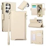 For Galaxy S24ケース分離可能財布型docomo SC-51E au SCG25対応[RFIDブロッキング]肩掛けショルダー お札入れ 斜め掛け PUレザースタンド機能ワイヤレス充電対応 カード収納 ファスナー設計(小銭やイヤホン、コインなど収納可能)スマホケース【MYH】サムスン ギャラクシー S24 ビジネス風お洒落人気男性/女性ケース(ホワイト)