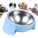 Tilted Dog Bowl for Flat-Faced & Senior Dogs, 15° Slanted Stainless Steel Dog Food Bowl, Elevated Pet Feeder for Small & Medium Dogs, Comfortable Eating Design (Light Blue, M (420 ML / 1.5 Cups))