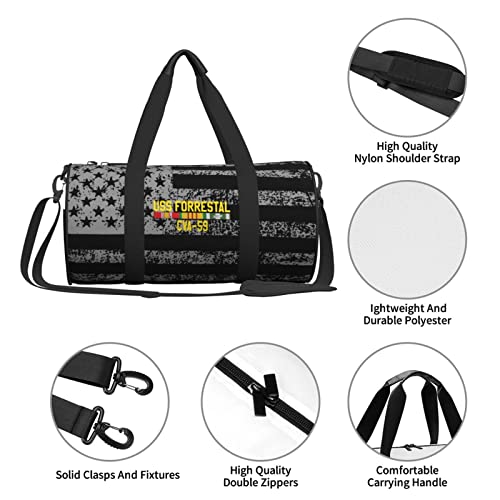 Uss Forrestal Cva-59 With Vietnam Service Ribbons Travel Luggage Rolling Duffel Bag Sports Foldable Duffel Bag, American Flag #TOP5