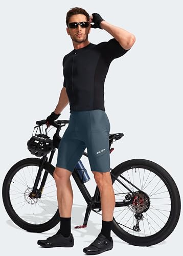 Men's Bike Shorts 3D Padded Cycling Road Biking Underwear Mountain Riding Biker Bicycle UPF 50+ Cycle Shorts Zipper Pockets(Blue Grey,XL)