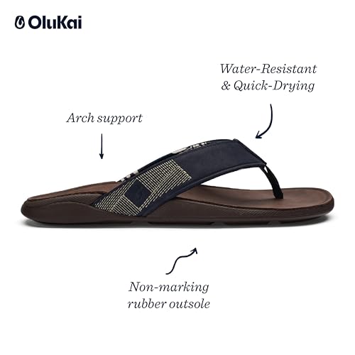 OLUKAI Tuahine Men's Waterproof Leather Sandals, Versatile Beach Flip Flops, Arch Support & Comfort Fit, Lightweight & Durable, Enhanced Grip & Traction2