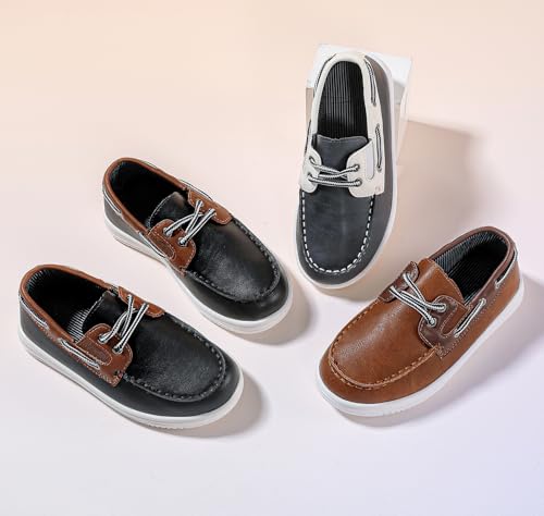 Image of DADAWEN Boys Girls Dress Shoes Boat Shoe Slip on Loafers Casual School Shoes (Toddler /Little Kid /Big Kid)