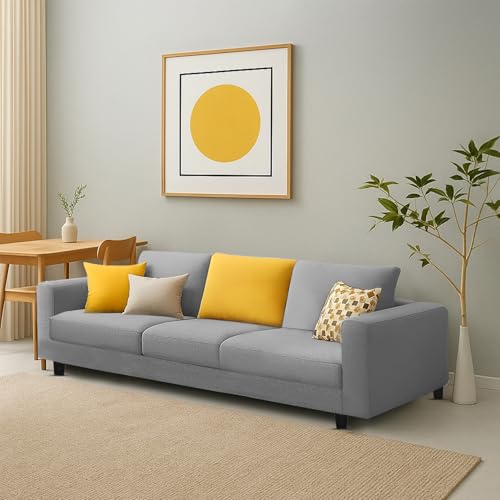 Image of Galib 3 Seater Sofa Set for Living Room (Grey Fabric) Premium Fabric Sofa Set