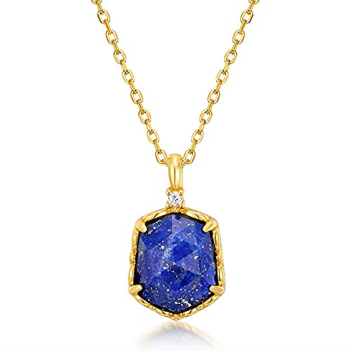 Collier en argent 925 plaqué or véritable et lapis lazuli