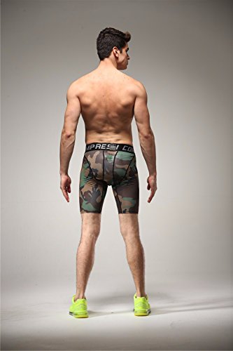 ZOOB MILEY Men's Summer Compression Running Tights Shorts ArmyGreen Camo Tag L