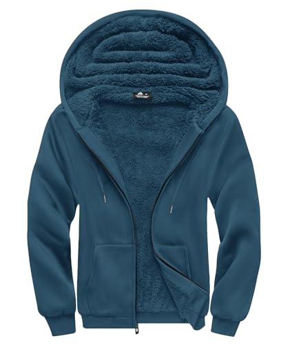 Image of SCODI Hoodies for Men Heavyweight Fleece Sweatshirt - Full Zip Up Thick Sherpa Lined Hooded Sweatshirts