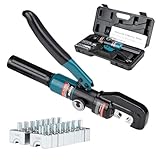 Nuiu YQK-70 Hydraulic Crimper 6T, Wire Crimper Tool for Battery Cable Terminals 4-70mm² (12 AWG to 2/0 AWG) with 8PCS Hex Dies, 10mm Stroke, 180° Swivel Head - Professional Electrician Crimper (Blue)