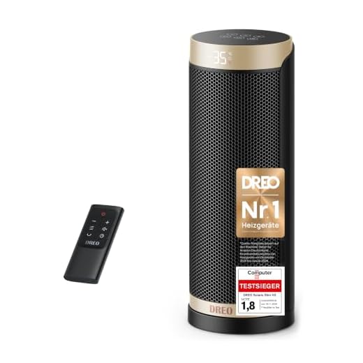 Dreo Heizlüfter Energiesparend, PTC Keramik Heizlüfte Leise, 70° Oszillierend Elektroheizung mit Fernbedienung, 12-Std-Timer, 3 Modus 3 Geschwindigkeit, Überhitzungs-Kippschutz, Solaris Slim H3