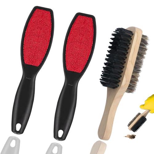 3 Pack Double Sided Clothes Brush Lint Remover for Clothes Remove Cat and Dog Fur From Fabric Carpet and Clothing Portable Garment for Women & Men Fluff Brush for Delicate & Thick Fabrics