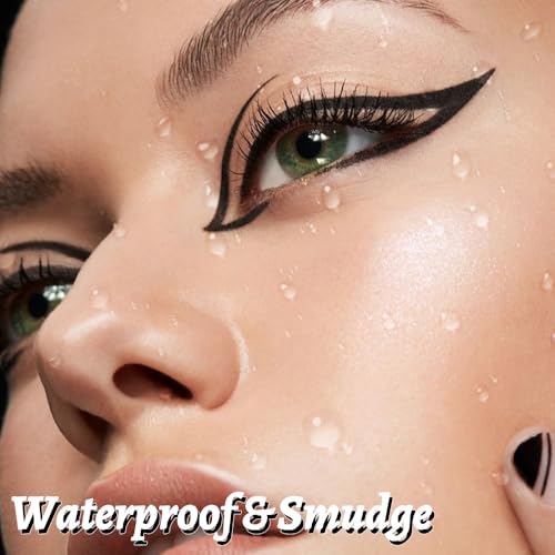 Anwuozu Liquid Eyeliner Set，12 Pack Matte Black Eye Liner Pen，Eye Ink Liner with Ultra-Fine Tip Makeup，Quick-Dry Eyeliner Pack，Glides on Smoothly，Smudge-Proof，Easy to Apply，Vegan Formula