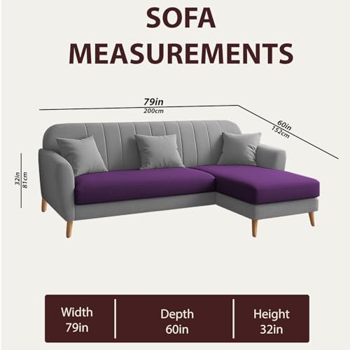 Image of Atticus RHS 4 Seater L Shape Sofa Set for Living Room (Purple Grey Fabric) Premium Fabric Sofa Set