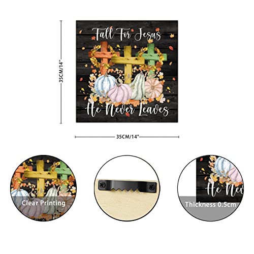 Plaque en bois Fall for Jesus rustique avec croix d'érable
