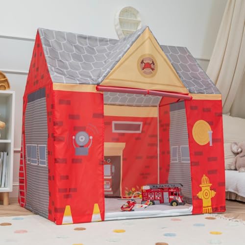 Selonis Tente De Jeu Pompier pour Enfants Forme De Pavillon pour Bébés Design Pliable Tente Pop-Up Réaliste Inspiré Utilisation Intérieure Et Extérieure...