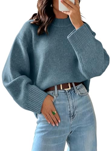 EVALESS Sweaters for Women Trendy 2026 Pullover Jumper Tops,Stone Blue,2XL