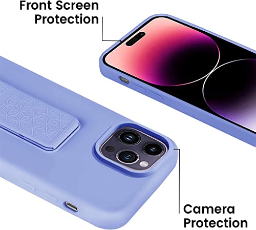 Coque silicone iPhone 14 Pro Max violette souple avec support intégré