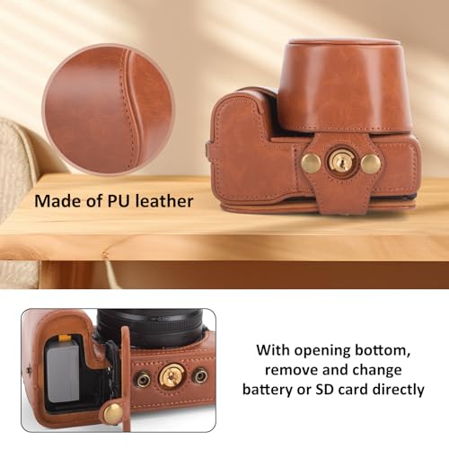 Funda MUZIRI KINOKOO para cámara Nikon Z50 II, cuero PU, marrón miniatura 3