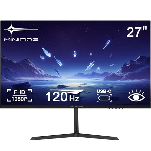Minifire Monitor da 27 pollici, porta Type-C, 120 Hz, protezione degli occhi per aziende e uffici, cornice ultrasottile, schermo per PC monitor per computer FHD 1080P, porta HDMI (MF27X3AL)