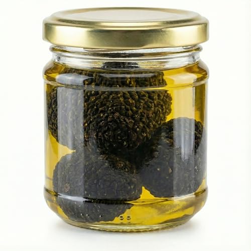 Spartacus Truffle Ganzer Schwarzer Trüffel in Olivenöl Echter Trüffel aus Bulgarien 90 ml Vegan Glutenfrei zum Hobeln für Pasta und Risotto