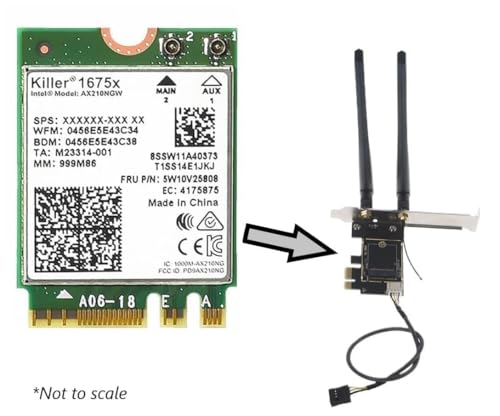 Kit Wi-Fi 6E Killer Series AX1675x para escritorio | 2,4 Gbps | Bluetooth 5.3 | PCIe x4 | Banda triple 2,4/5/6 GHz miniatura 2