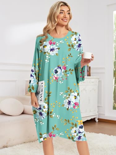 Image of CRIPOM Plus Size Moo Moos for Women Oversized Sleep Shirts for Women Oversized Nightgown with Pocket Fit S-5XL