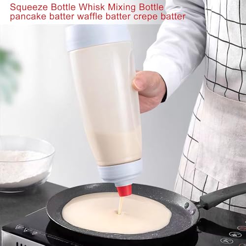 Pancake Batter Dispenser, 2PCS Hand Batter Dispenser, Batter Mixer Bottle, Batter Mixer with Wire Whisk for Cupcake Pancake Crepe Batter - Image 6