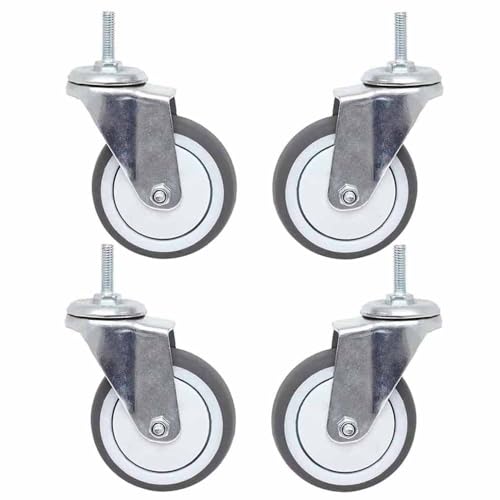 Roulettes industrielles robustes M10 pivotantes 360 caoutchouc charge 130kg 3 pouces