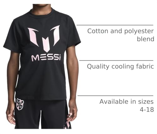 Image of Messi Boys' Lifestyle Short Sleeve T-Shirt, Slim-fit Graphic Tee, Cotton Blend Fabric