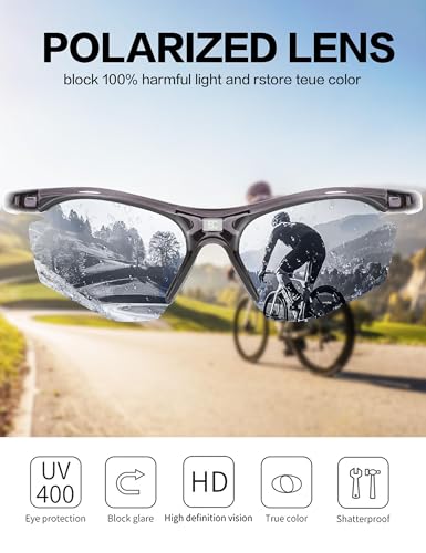 Image of BIRCEN Mens Polarized Sunglasses for Sports: TR90 Lightweight Sun Glasses Wrap Around Shades for Fishing Driving Cycling